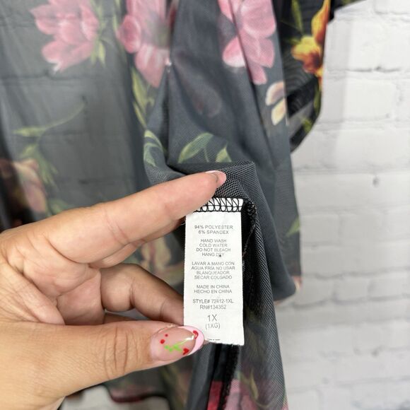 Ambiance Cover Kimono Women Plus 1X Floral Sheer Cottage Feminine Fairy Boho - Picture 5 of 8